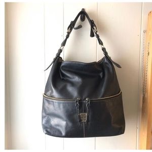 Dooney and Bourke Single Adjustable Strap NorthSouth Black Leather Shoulder Bag